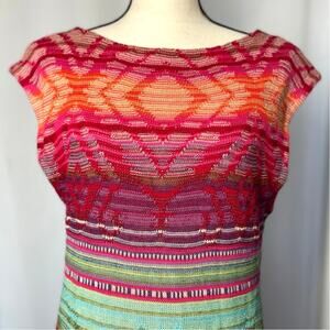 Lauren Ralph Lauren Boho Knit Short Sleeve Midi Dress Size XL Stretch Tribal